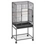 VEVOR Bird Cage, 625 x 425 x 1370 mm, Flat Top, Wrought Iron Bird Flight Cage with Perches, Slide-Out Tray and Plastic Feeders, Casters, for Parrot, Blue Tit, Cockatiel, Canary, Budgerigar, Conure