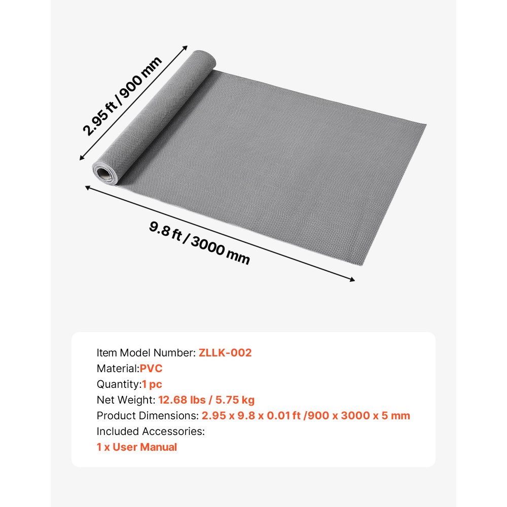 VEVOR PVC-afvoermat (90 cm x 300 cm), antislip PVC-vloermat, spatbeschermingsmat voor natte ruimtes, holle matrol, antislipmat voor zwembaden, terrassen, badkamers en toiletten, grijs