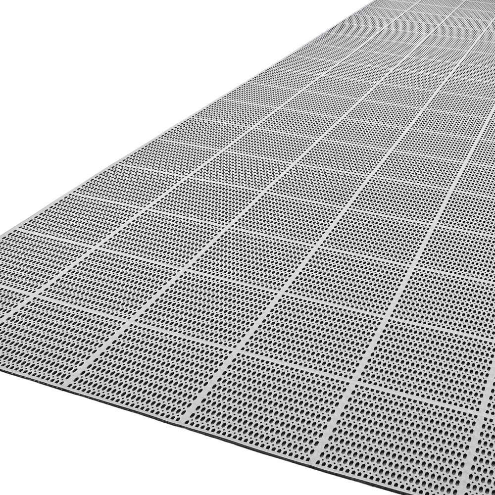 VEVOR Drainage Mat, 3 x 50 ft, PVC Non Slip Commercial Floor Mat, Wet Area Water Drain Splash Matting Hollow Doormat Roll, for Outdoor Indoor Restaurant Swimming Pool Patio Bathroom Washroom, Gray