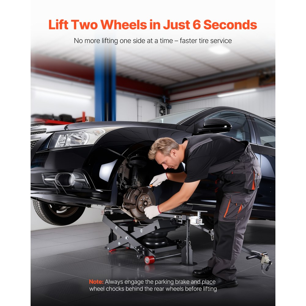 VEVOR Air draagbaar hefplatform, 3 ton hefvermogen, maximale hefhoogte 55 cm, verstelbare draagbare luchtlift met airbag, steunpoten, wielkeggen en rubberen pads, robuust voor sedans, SUV's en pick-ups.