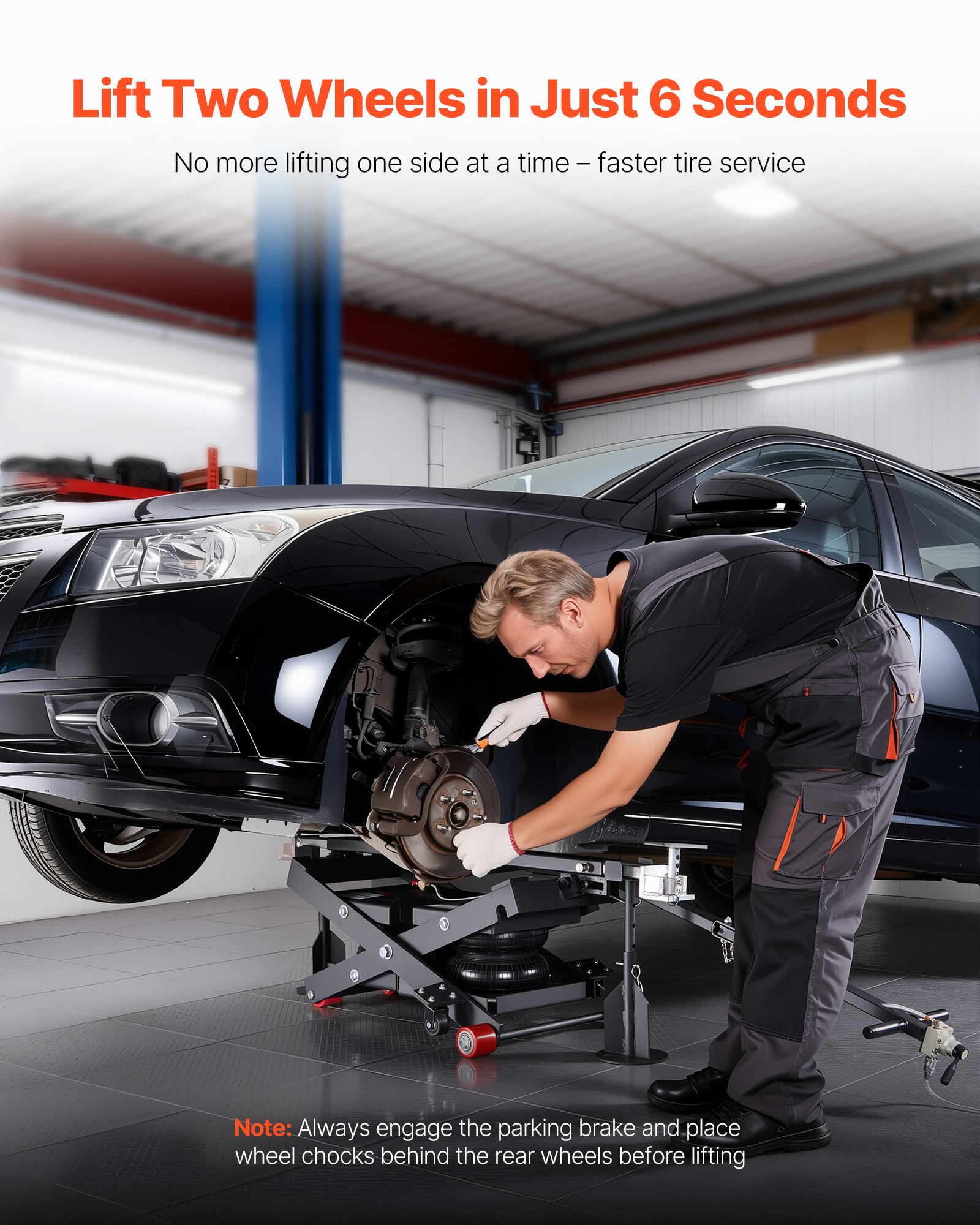 VEVOR Air draagbaar hefplatform, 3 ton hefvermogen, maximale hefhoogte 55 cm, verstelbare draagbare luchtlift met airbag, steunpoten, wielkeggen en rubberen pads, robuust voor sedans, SUV's en pick-ups.