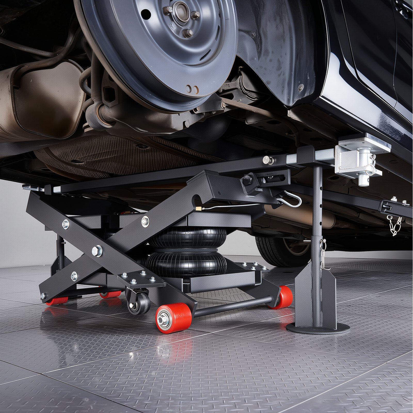 VEVOR Air draagbaar hefplatform, 3 ton hefvermogen, maximale hefhoogte 55 cm, verstelbare draagbare luchtlift met airbag, steunpoten, wielkeggen en rubberen pads, robuust voor sedans, SUV's en pick-ups.