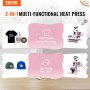 VEVOR Heat Press, 12 x 10 inch 2-in-1 warmteoverdrachtsmachine met hoedenpers, 360° wegzwenkbare T-shirtpersmachine, digitale nauwkeurige regeling, voor T-shirts/kussens/mutsen/petten, roze