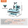 VEVOR Heat Press Machine 12x15 in 2 in 1 Heat Transfer Machine for T-Shirts Hats