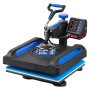 VEVOR Heat Press, 15 x 15 inch snel verwarmend, 360° draaibare digitale sublimatie T-shirt vinyl transferprinter met anti-verbrandingsoppervlak, canvas tas, banner, kussen, blauw
