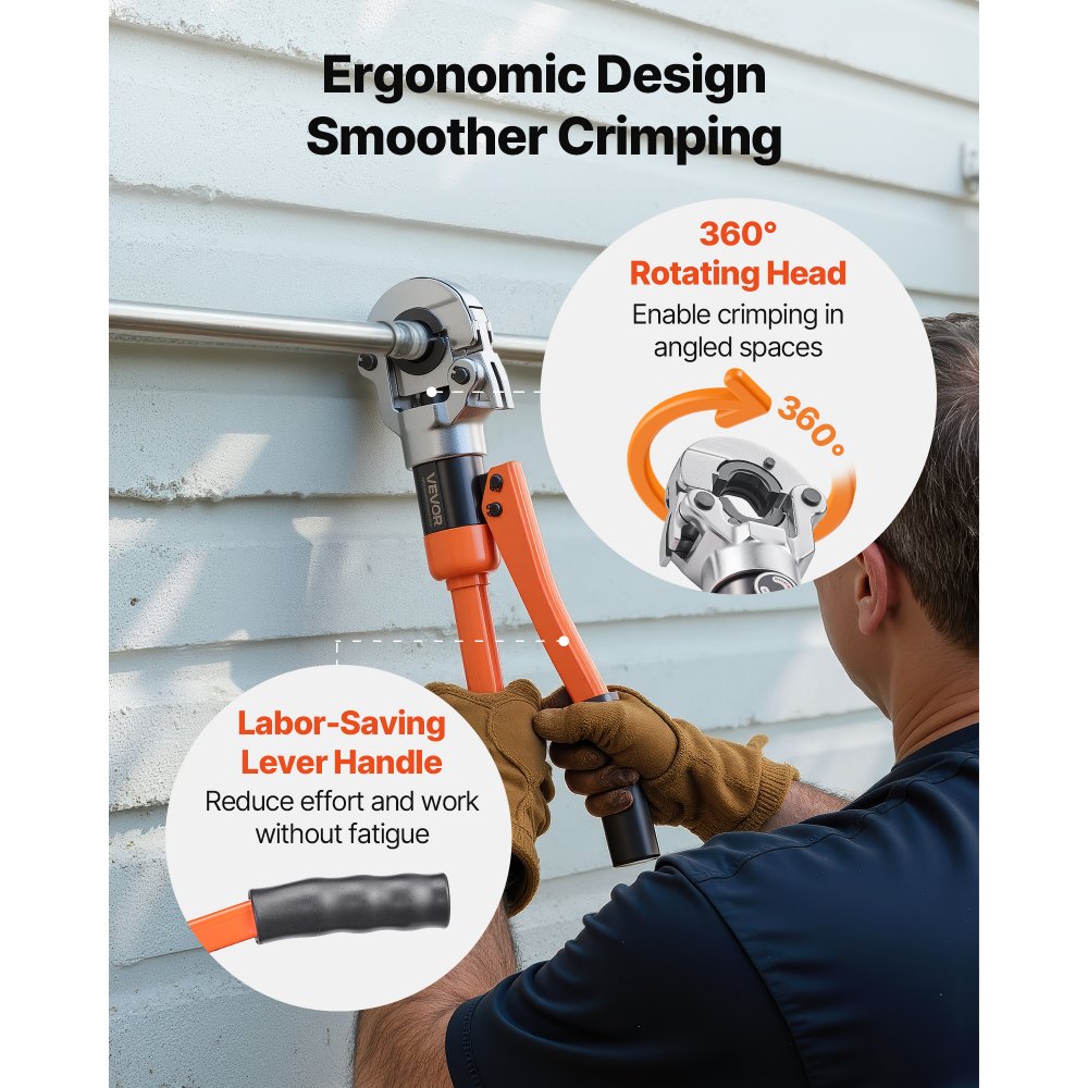 VEVOR Hydraulisch V-Contour Persgereedschap, Pijppersgereedschap voor RVS-buizen, Krimptang met bekken V12, V15, V18, V22, V28 & Draagtas, Persgereedschapset voor loodgietersreparaties en -installaties
