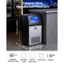 VEVOR Commerciële IJsmachine 54 kg/dag, IJsblokjesmachine met 14 kg ijsopslagcapaciteit, Roestvrijstalen IJsblokjesmachine met LED-display en zelfreinigende functie, Ideaal voor Restaurants, Cafés en Bars