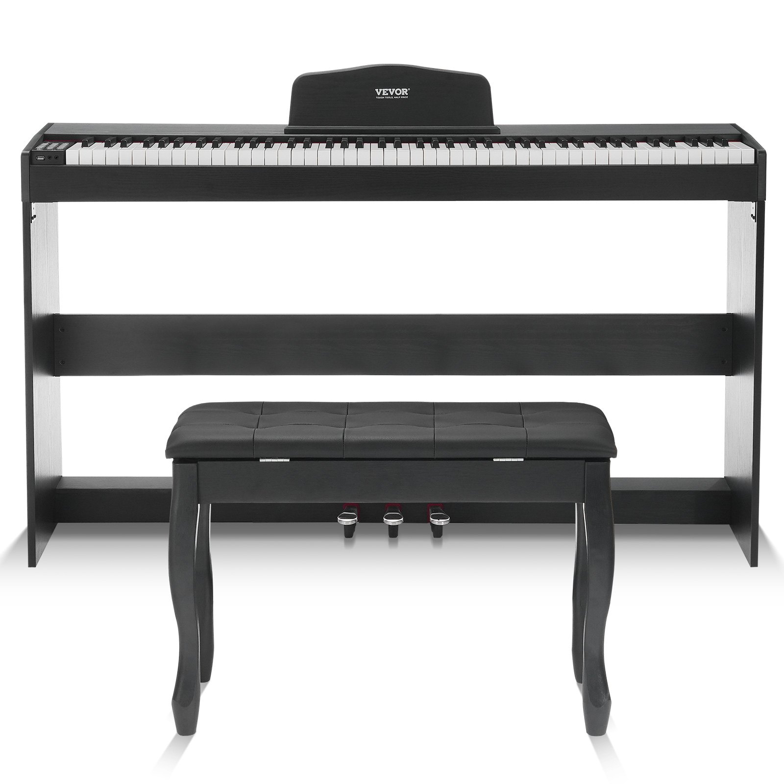 VEVOR Digitale Piano, 88 Toetsen, Elektrische Piano, Dubbel Toetsenbord & Luidspreker, Eenvoudige Kofferbevestiging met Dubbele Bank, Hoofdtelefoon, 200 Tonen & Ritmes, Ondersteunt Bluetooth/USB/MIDI