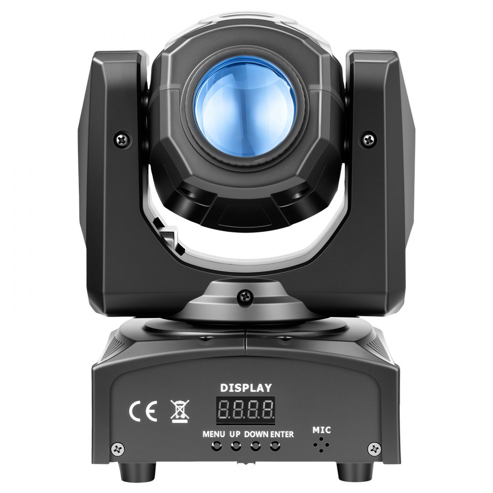 VEVOR 2 stuks Moving Head LED 30W RGB podiumverlichting LED-spot met 8 kleuren, draaibare spot voor feestjes, bruiloften, clubs en podia, stroboscoop feestverlichting met 8 gobo's DMX512-besturing en geluidsregeling