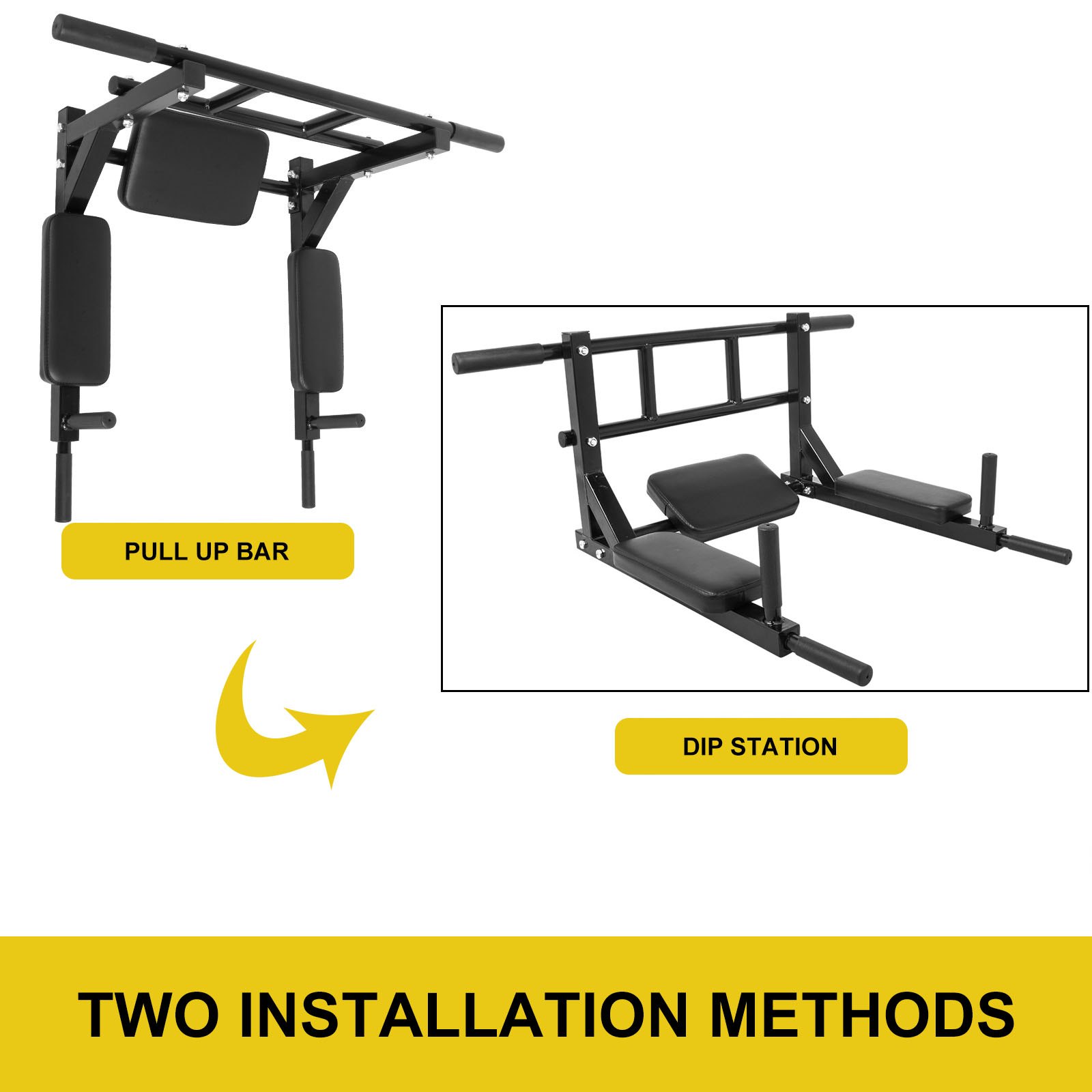 Optrekstang voor wandmontage Multifunctionele fitnessapparatuur Wandmontage Rekstok voor aan de wand Zwart
