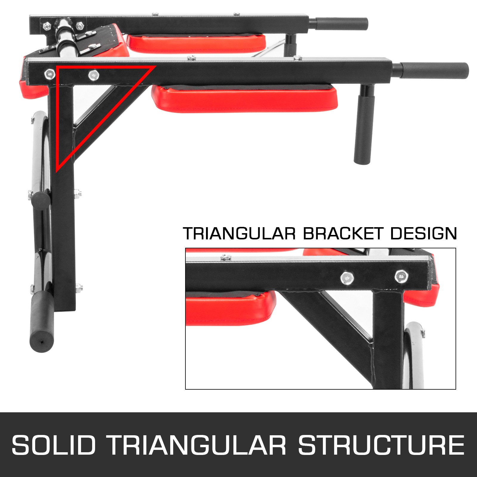 Optrekstang voor wandmontage Multifunctionele fitnessapparatuur Wandmontage Horizontale stang voor aan de wand Rood