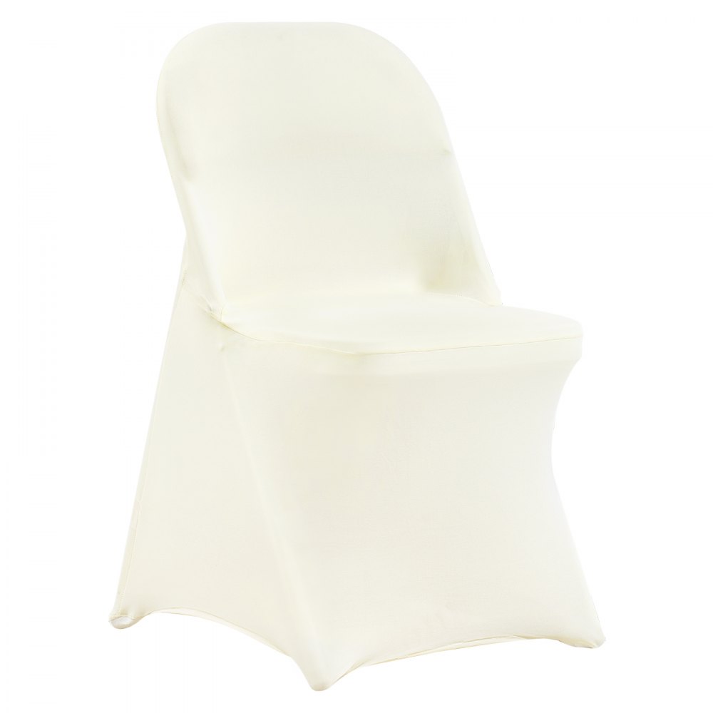 VEVOR stoelhoezen voor klapstoelen gemaakt van elastisch spandex, universele pasvorm stoelhoes, afneembare en wasbare hoezen, voor bruiloften, feesten, dineren (pak van 50, ivoorwit)