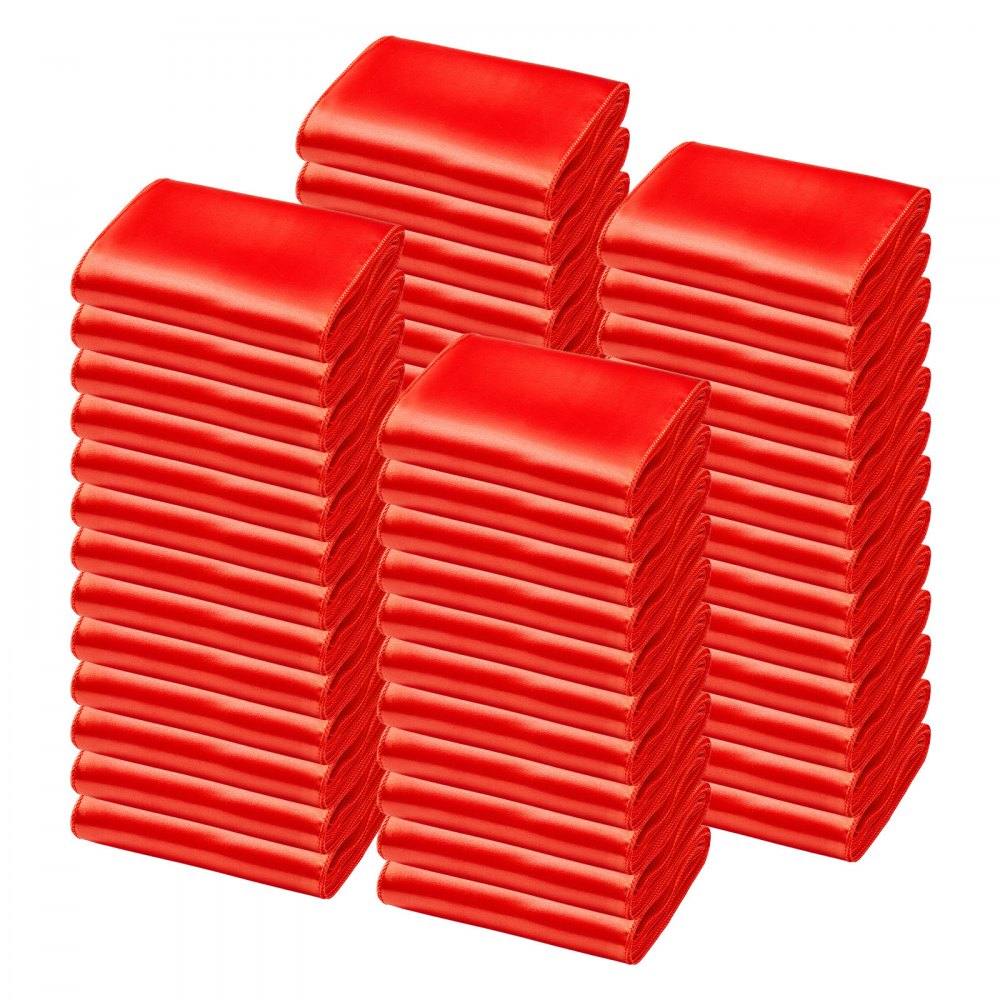 VEVOR Satijnen stoelriemen met strikken (275x17 cm) 100 stuks. Stoelriemen om te knopen, stoelriemen voor bruiloften, feesten, banketdecoraties, evenementen, banketstoelhoezen, stoelstrikken, rood