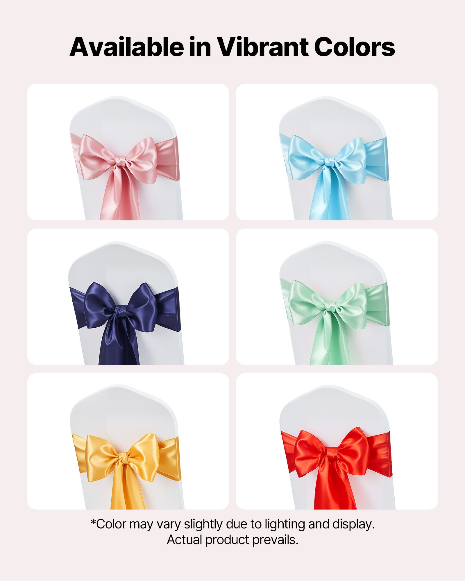 VEVOR Satin Chair Sashes Bows, 100PCS Chair Ribbon Ties Back Sash, 7 x 108 inch, Red Wedding Reception Decoration, for Wedding Ceremony Baby Shower Party Events Banquet Chair Cover Decoration