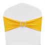 VEVOR Stretch Spandex stoelsjerpen, stoelhoezen en stretch stoelsjerpen met ronde gesp, elastische stoelbanden, bijpassende stoeldecoratie voor bruiloften en feestdagen (100 stuks, goudgeel)