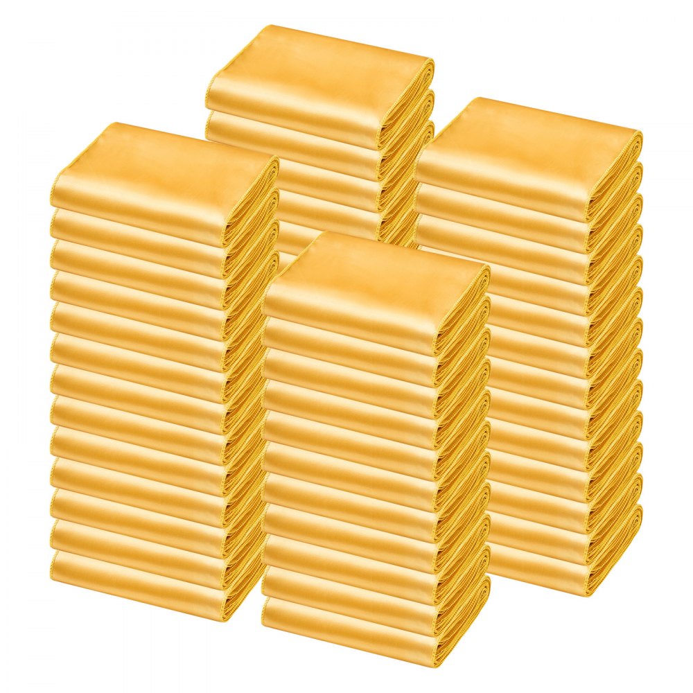 VEVOR Satijnen stoelriemen met strikken (275x17 cm) 100 stuks. Stoelriemen om vast te binden, stoelriemen voor bruiloften, feesten, banketdecoraties, evenementen, banketstoelhoezen, gouden stoelstrikken.