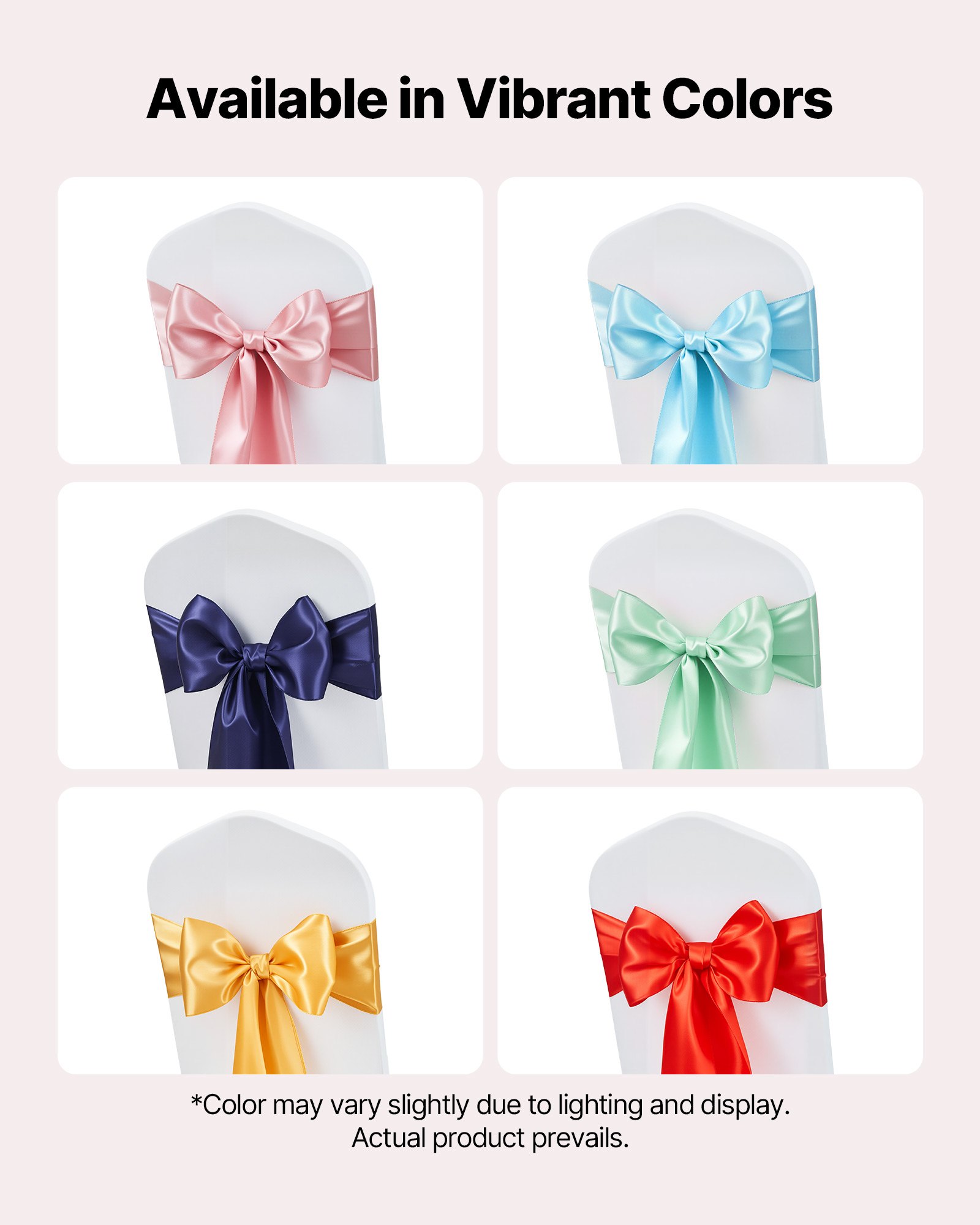 VEVOR Satin Chair Sashes Bows, 50PCS Chair Ribbon Ties Back Sash, 7 x 108 inch, Rose Gold Wedding Reception Decoration, for Wedding Ceremony Baby Shower Party Events Banquet Chair Cover Decoration