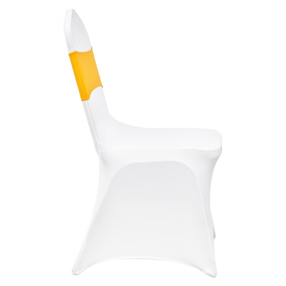 VEVOR Stretch Spandex stoelhoezen voor klapstoelen, universeel passende stoelhoes met stoelriemen, afneembare en wasbare hoezen, voor bruiloften, feestdagen en diners (50 stuks goud en wit)