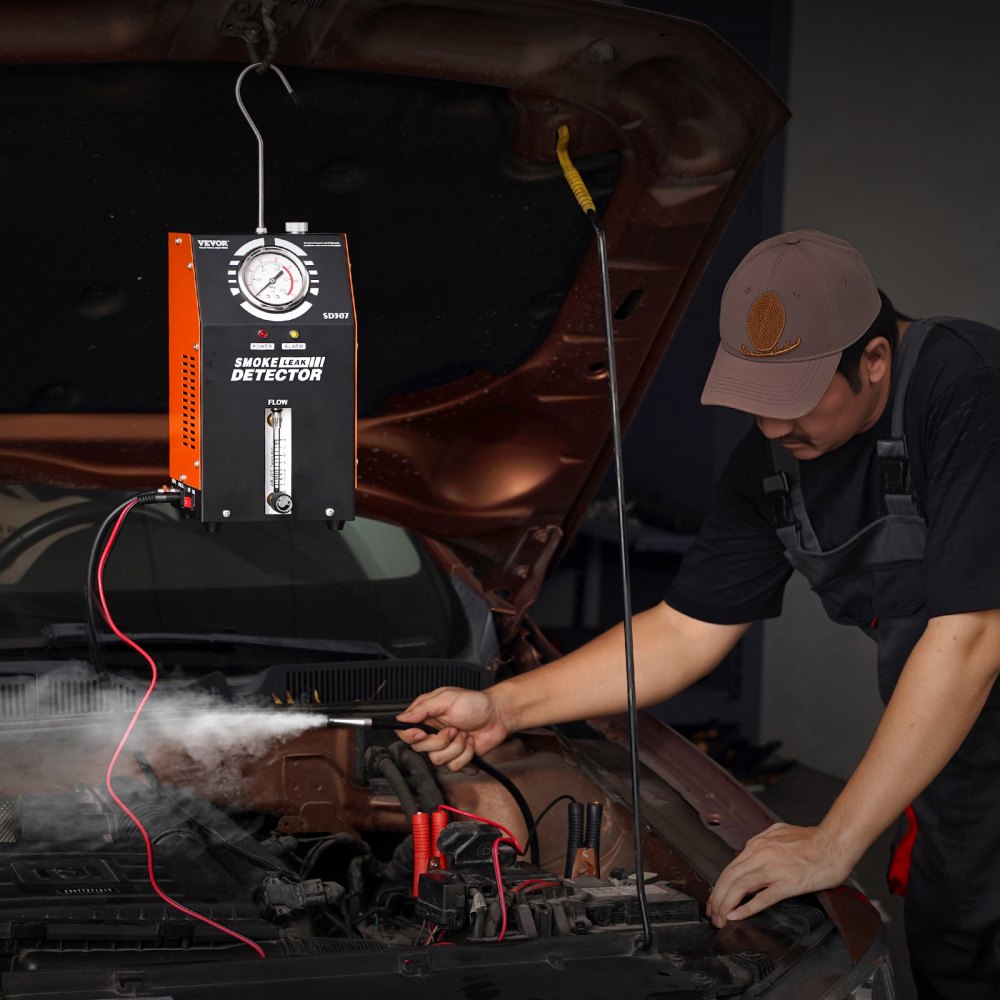 VEVOR Lekdetector voor rookmachines voor auto's 8 l/min, Luchtmodus en rookmodus voor rookmachines voor auto's, Lekdetector met drukmeter en luchtpompen, Lekdetector voor rookmachines