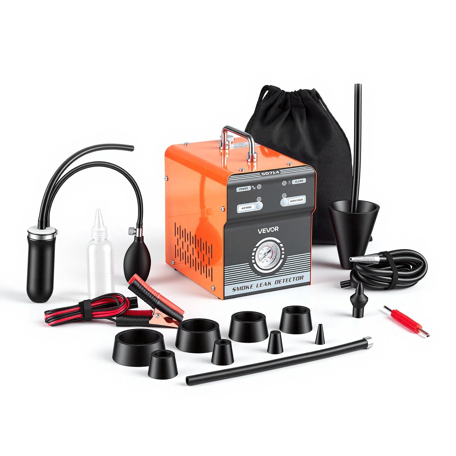 VEVOR Automotive Lekdetector Rookgenerator 12V EVAP-tester Luchtpomp Auto, Rookdiagnoseapparaat met drukmeter, Dual-Mode Vacuüm Diagnoseapparaat, Brandstofleidingdetector voor Motorfietsen, Vrachtwagens, Boten, ATV's en Auto's