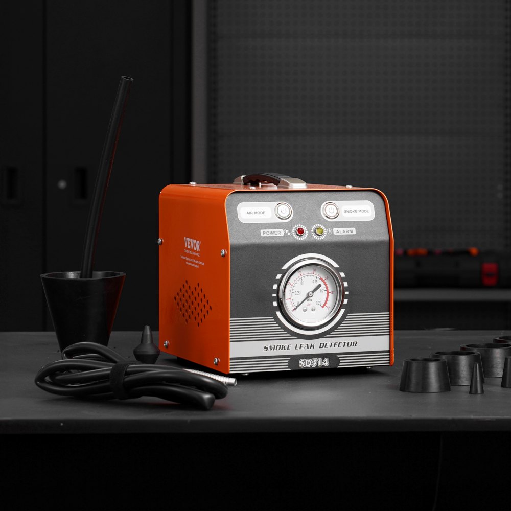VEVOR Auto Rookmachine Lekdetector 8 L/min, Auto Rookmachine Luchtmodus & Rookmodus Twee Modellen, Lekdetector met Manometer & Luchtpompen, 12 V Lekdetector Rookmachine