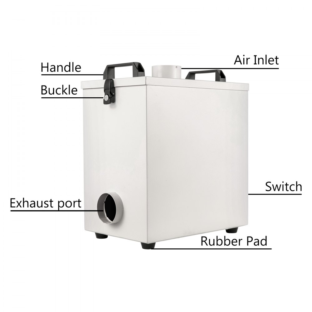 VEVOR Pure Air Fume Extractor 80W Smoke Air Purifer 180m³/h Air Volume Air Pure Purifier 220V 99.97% Portable Fume Extractor 58 dBA Low-Noise Smoke Purifier for CNC Laser Engraving Machine