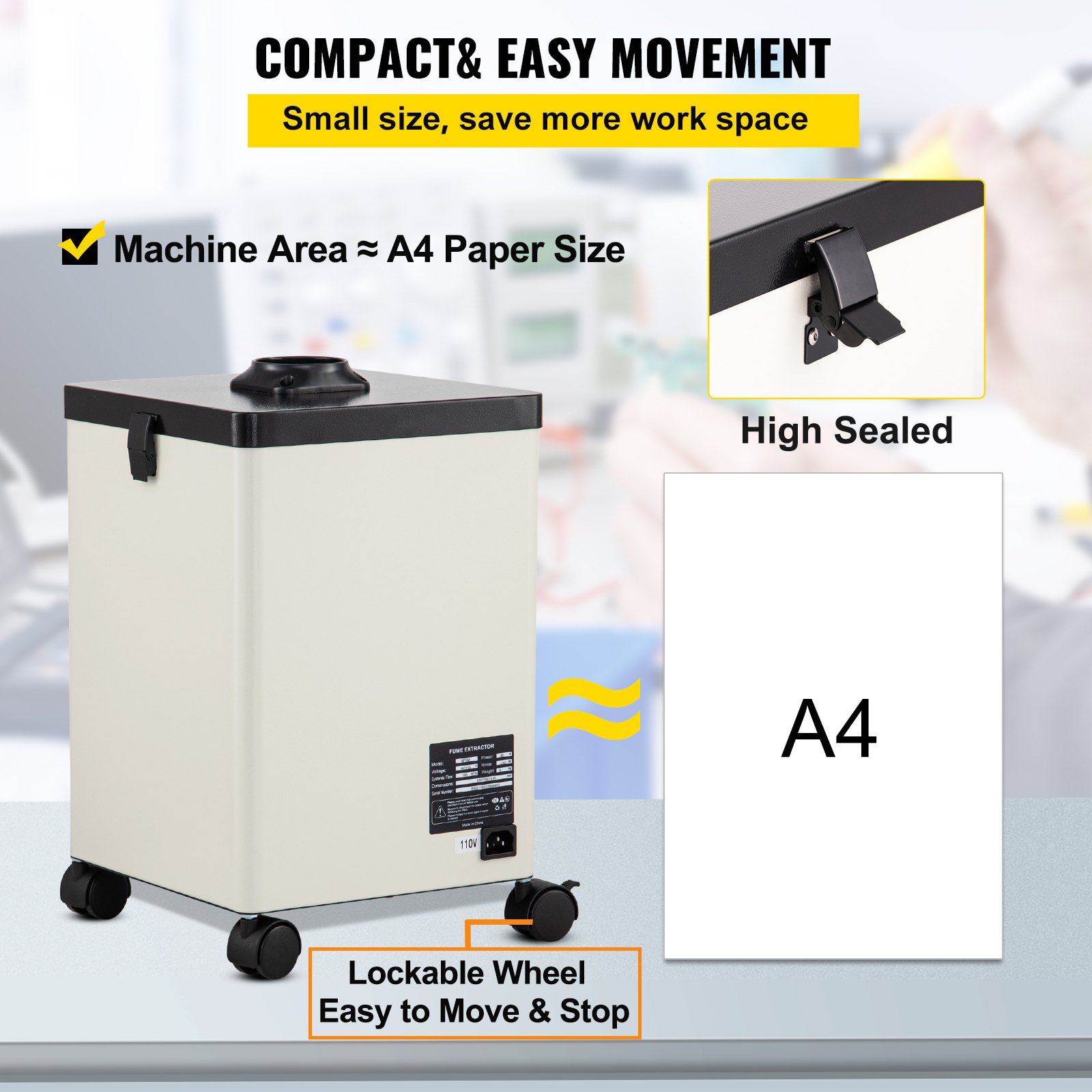 VEVOR Lasrookafzuiger Soldeer Damp Absorber Afzuigkap 80 W met 3-trapsfilters
