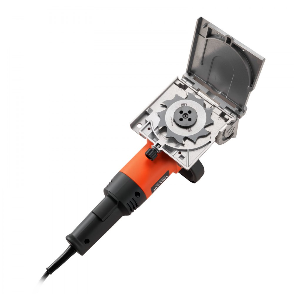 VEVOR Accu-lamellenfreesmachine, 5,9 A, groeffreesmachine met 11.600 tpm 760 W motor, 45 graden positioneringsinkeping, hardmetalen zaagblad, stofzak, verstelbare hoek en diepte, voor houtbewerking