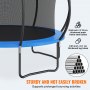 VEVOR Tuintrampoline 86 cm Ladderhoogte, Kindertrampoline voor binnen en buiten met een draagvermogen van 180 kg, Trampolines met 360° veiligheidsnet en schokdempend, Buitentrampolines voor kinderen en volwassenen
