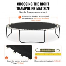 VEVOR vervangende trampolinemat voor 426cm frame 72 V-ringen 14cm veerlengte