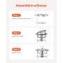 VEVOR Chafing Dish Buffetvoedselwarmer met 2 grote containers (elk 4,7 L), ronde cateringwarmtedispenser met glazen deksel, waterpan en opvouwbare standaard, voor buffetfeesten Zilver