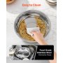 VEVOR Chafing Dish Buffetvoedselwarmer met 4 grote containers (elk 4,7 l), ronde cateringwarmtedispenser met glazen deksel, waterpan en opvouwbare standaard, voor bruiloftsbuffet zilver