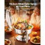 VEVOR Chafing Dish Buffet Voedselwarmer met 4 grote containers (elk 4,7 L), ronde catering warmtedispenser met deksel, waterpan en opvouwbare standaard, voor bruiloften en feesten, zilver