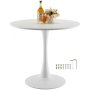 VEVOR Round Dining Table, 31.5 in Wood Table for 2-4 Person, Modern Circle Furniture, Leisure Coffee Office Tables with Pedestal Base in Tulip Design, for Home Kitchen Living Room, White(Only Table)