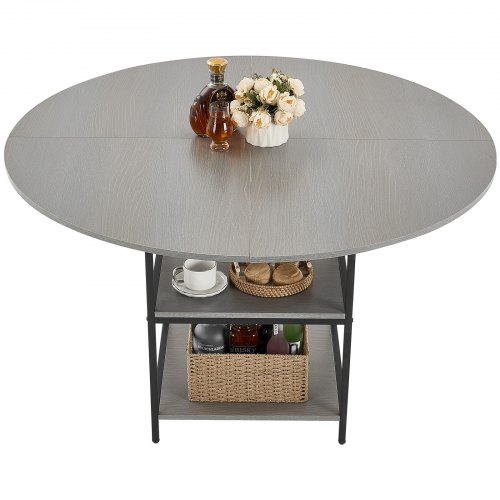 HOMCOM Ronde Eettafel voor 4 Personen, Keukentafel in Industriële Stijl met Stalen Poten, voor Eetkamer, Keuken, Eiken | Netherlands