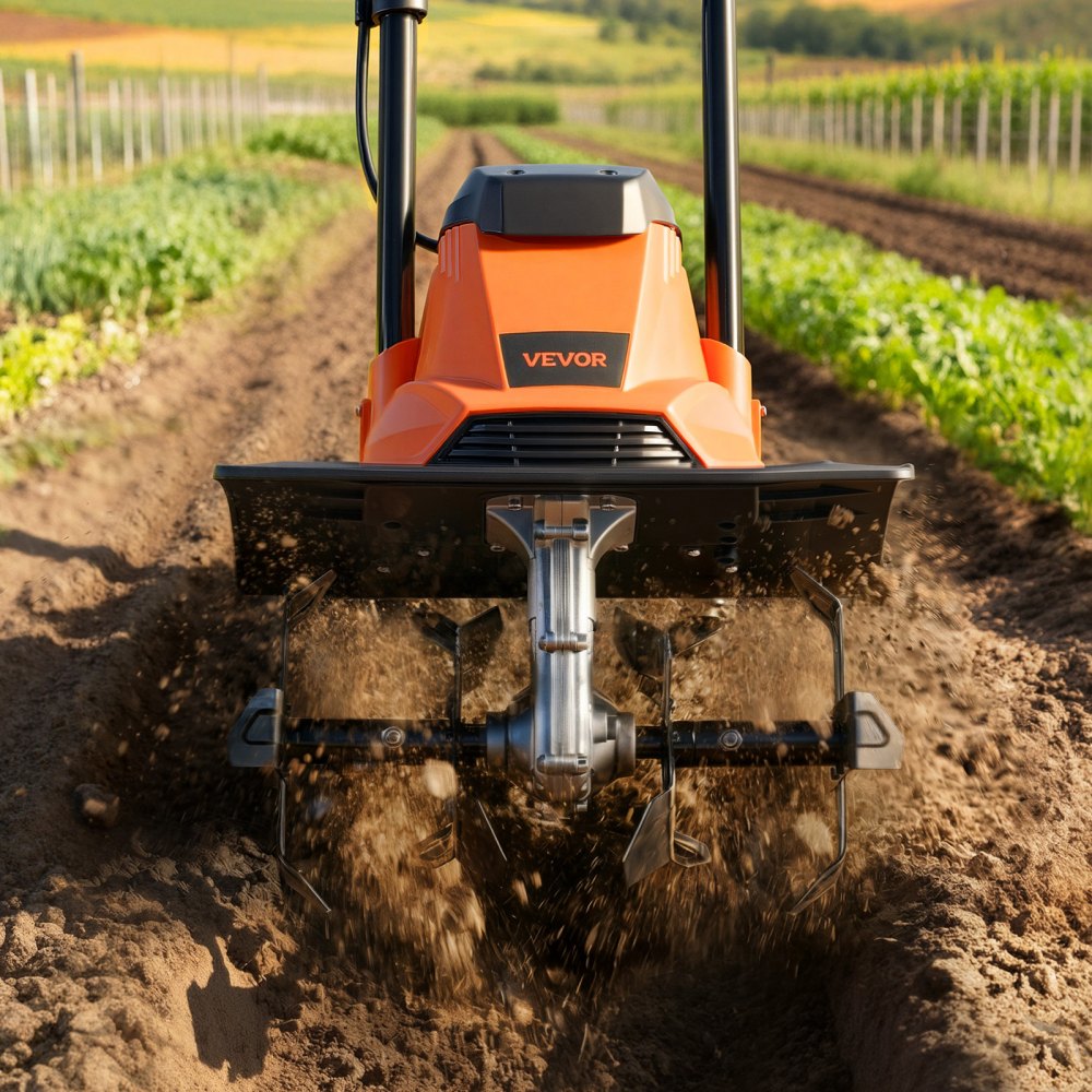 VEVOR elektrische grondfrees, 36 cm werkbreedte, 22 cm werkdiepte, 1200 W motor, grondvergruizer, cultivator met stalen tanden en inklapbaar stuur, tuinfrees voor gazon-, erf- en tuinonderhoud