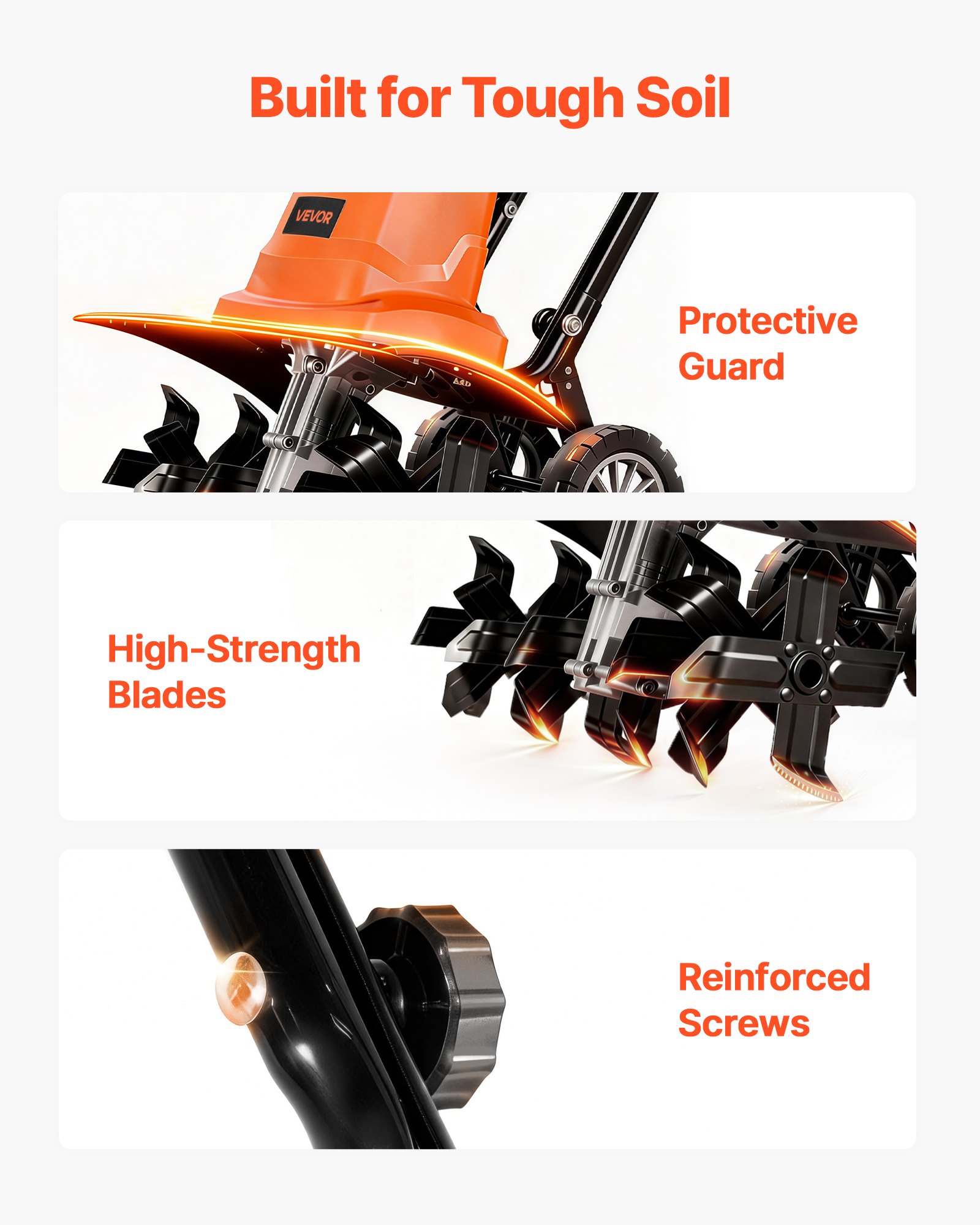 VEVOR elektrische grondfrees, 45 cm werkbreedte, 22 cm werkdiepte, 1500 W motor, grondvergruizer, cultivator met stalen tanden en inklapbaar stuur, tuinfrees voor gazon-, erf- en tuinonderhoud