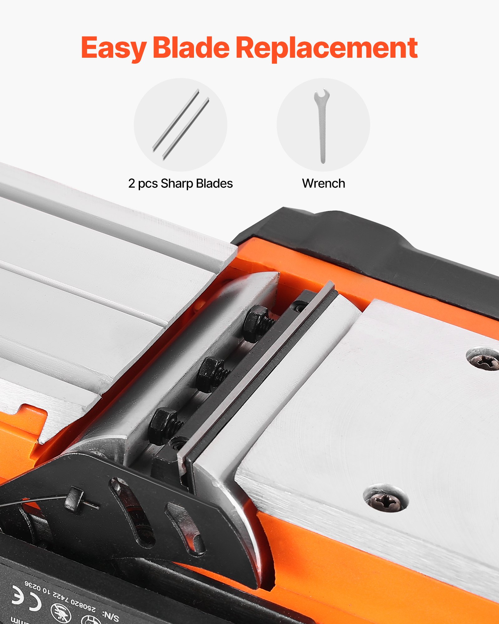 VEVOR elektrische schaafmachine, 82 mm snijbreedte, 900 W, 14500 tpm, handschaafmachine voor hout, met instelbare snijdiepte, 2 messen, voor houtbewerking, afschuinen, doe-het-zelfprojecten, schaafmachine