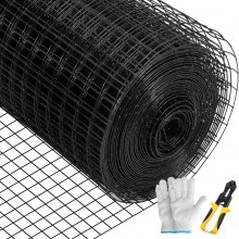 VEVOR Hardware Cloth, 48\" x 50\' & 1\"x1\" Mesh Size, Galvanized Steel Vinyl Coated 16 Gauge Chicken Wire Fencing with A Cutting Plier & A Pair of Fabric Gloves, for Garden Fencing & Pet Enclosures,