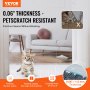 VEVOR carpet protector for pets with a kitten on a rug, showcasing 0.06" thickness and petscratch resistance.