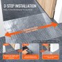 3-step installation guide for VEVOR carpet protector for pets, showing measurement and cutting steps.