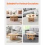 VEVOR Rattan Coffee Table, Round Rattan Woven Wood Coffee Table with Rubber Wood Top, 33 in Modern Boho Circular Storage Coffee Table with Natural Wood Legs, for Living Room, Bedroom & Small Spaces