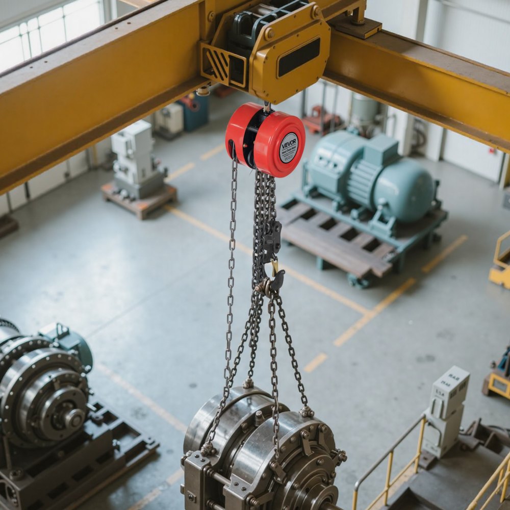 VEVOR Hand Chain Hoist, 2 Ton Capacity, Manual Chain Block with Upgrade G70 Galvanized Chain, 3 m Lifting Height, Heavy Duty Pulley Hoist for Garage Warehouse Automotive Machinery, Red