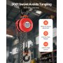 VEVOR Hand Chain Hoist, 2 Ton Capacity, Manual Chain Block with Upgrade G70 Galvanized Chain, 3 m Lifting Height, Heavy Duty Pulley Hoist for Garage Warehouse Automotive Machinery, Red