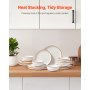 VEVOR Serviesset voor 6 personen (18-delig) Ronde borden en kommen, keramisch servies, vaatwasser- en magnetronbestendig keukengerei, voor dessert, salade, soep, pasta, wit