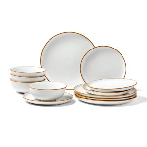 GBhome Steengoed dinerset voor 4 personen, 12-delige handgemaakte GBhome Steengoed dinerset voor 4 personen, 12-delige handgemaakte