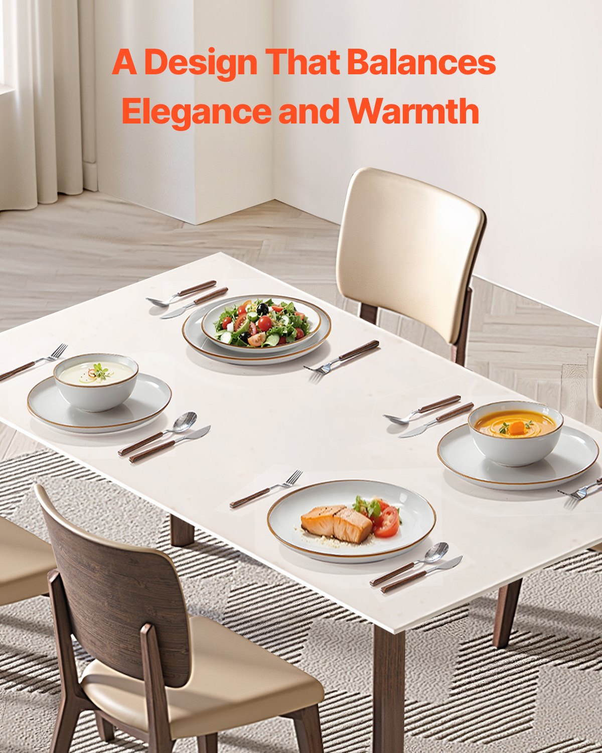 VEVOR Serviesset voor 4 personen (12-delig) Ronde borden en kommen, keramisch servies, vaatwasser- en magnetronbestendig keukengerei, voor dessert, salade, soep, pasta, wit