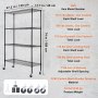 VEVOR Storage Shelving Unit with Wheels, 4-Tier Adjustable, 700 lbs Capacity, Heavy Duty Garage Shelves Metal Organizer Wire Rack, Black, 47.2" L x 17.7" W x 74" H for Kitchen Pantry Basement Bathroom