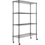 VEVOR Opbergrek met wielen, 4 niveaus verstelbaar, 700 lbs capaciteit, zware garageplanken, metalen organizer, draadplank, zwart 120x45x188 cm voor keuken, bijkeuken, kelder, badkamer