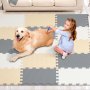 VEVOR Kids Play Mat 16-pack EVA Foam Play Mat, Puzzel Speelmat met 16 vierkante voet, In elkaar grijpende Peutermatten voor Speelkamer Kinderkamer Camel & Grijs & Beige